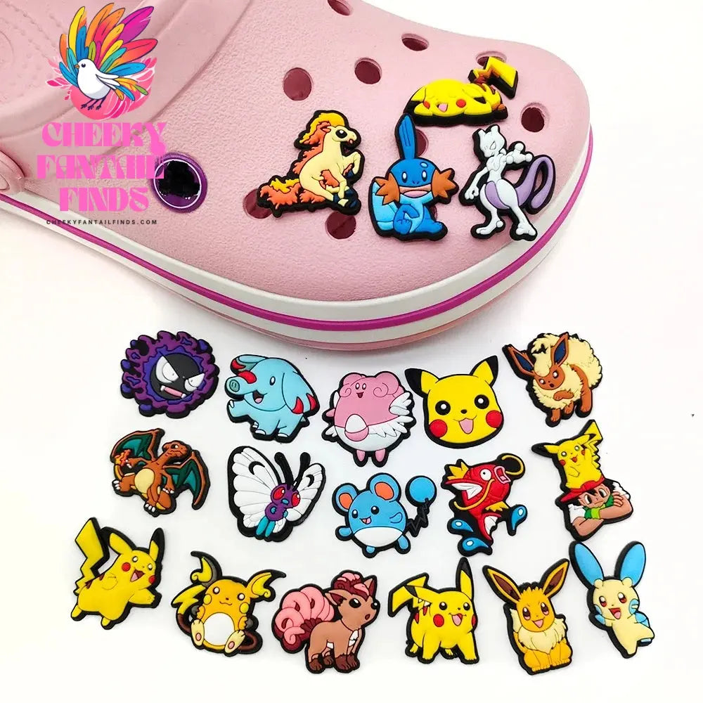 Pokemon Pikachu Shoes Charms for Clogs Sandals Decoration PVC Cartoon Shoe Accessories Charms for Friends Gifts - Cheeky Fantail Finds