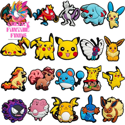 Pokemon Pikachu Shoes Charms for Clogs Sandals Decoration PVC Cartoon Shoe Accessories Charms for Friends Gifts - Cheeky Fantail Finds