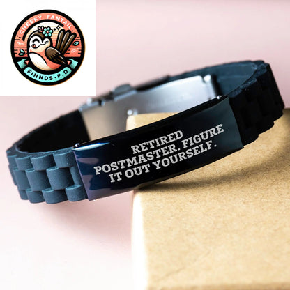 Postmaster's Proud Glide lock Clasp Black Stainless Steel Silicone Adjustable Gift for Men from Retired Postmaster - Figure It Out Yourself. - Image 3