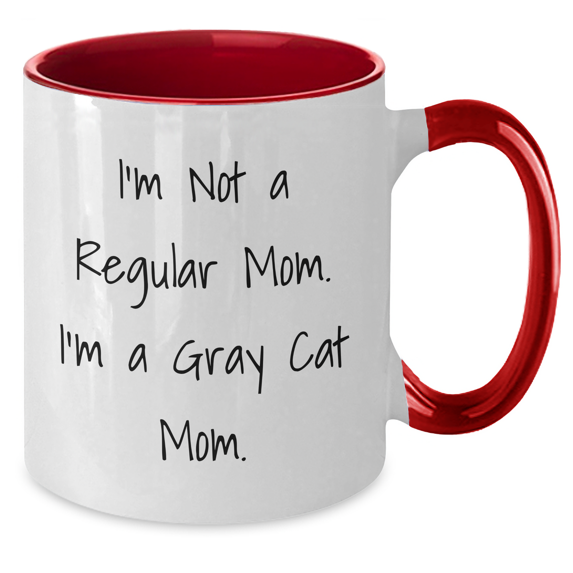 Funny Gray Cat Mom Two Tone Coffee Mugs Gifts from Friends and Family for Gray Cat Lovers, I'm Not A Regular Mom. I'm A Gray Cat Mom. Unique Father's Day Unique Gifts - Additional