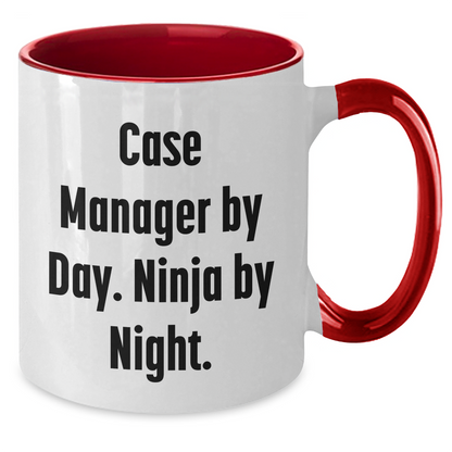 Funny Case Manager Gifts, Case Manager By Day. Ninja By Night., Two Tone Coffee Mug for Father's Day, Gifts from Friends - Unique Gifts for Case Manager - Additional