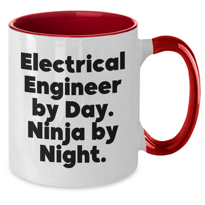 Electrical Engineer Gifts from Men, Funny Two Tone Coffee Mug for Father's Day, 'Electrical Engineer By Day. Ninja By Night.' - Additional
