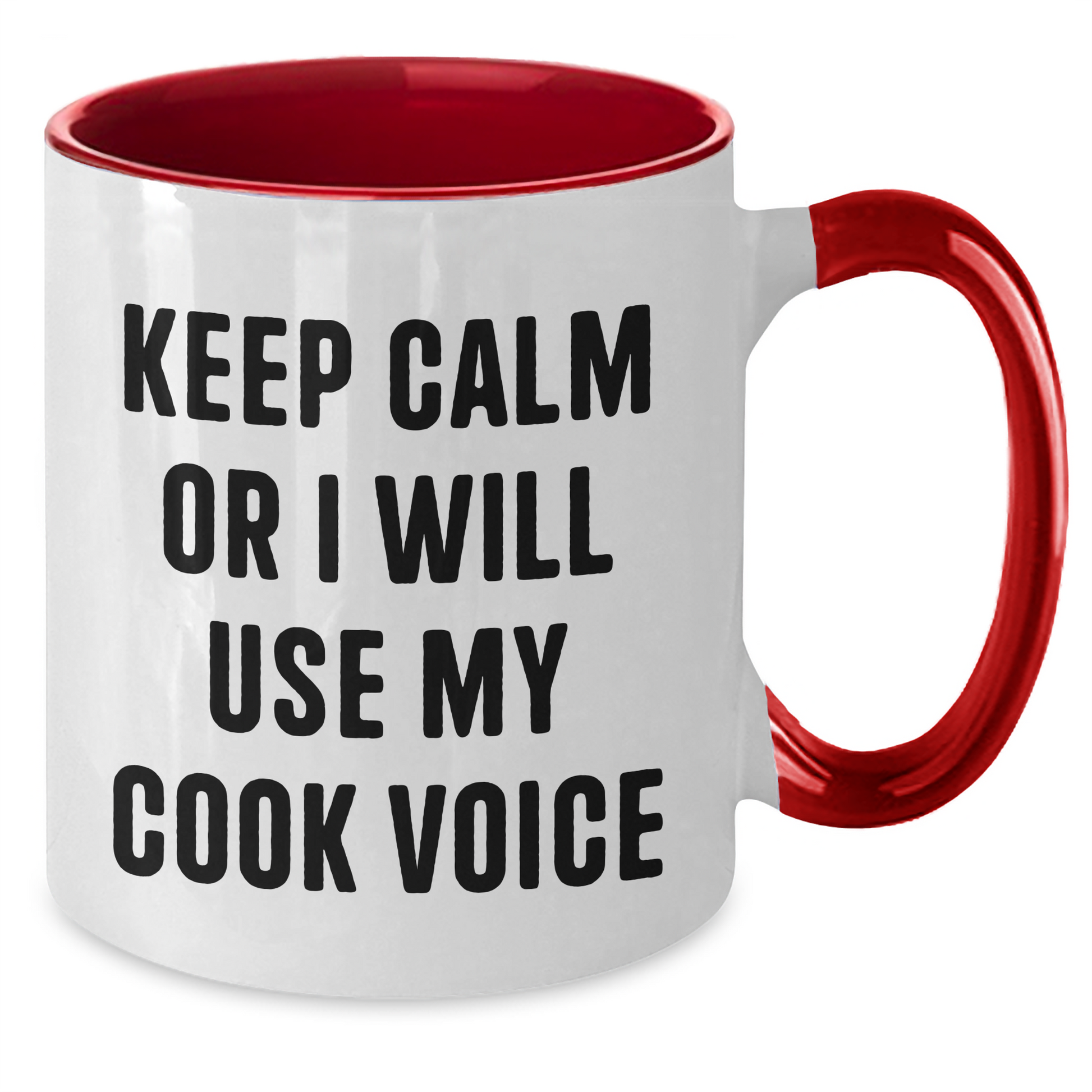 Funny Cook Gifts for Men, Keep Calm Or I Will Use My Cook Voice, Two Tone Coffee Mug, Father's Day Unique Gifts from Family - Additional