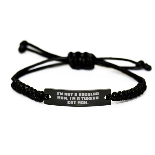 Tuxedo Cat Mom Funny Gift Rope Bracelet for Men Women Friends Family from Mom to Graduation Unique Gifts - Image 1
