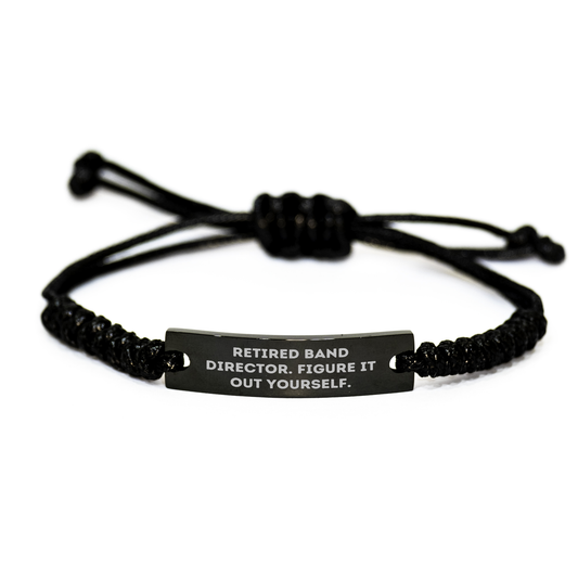Funny Band Director Gifts for Him - 'Figure It Out Yourself' Rope Bracelet, Adjustable Black Stainless Steel with Interlaced Rope, Perfect for Father's Day from Family - Image 1