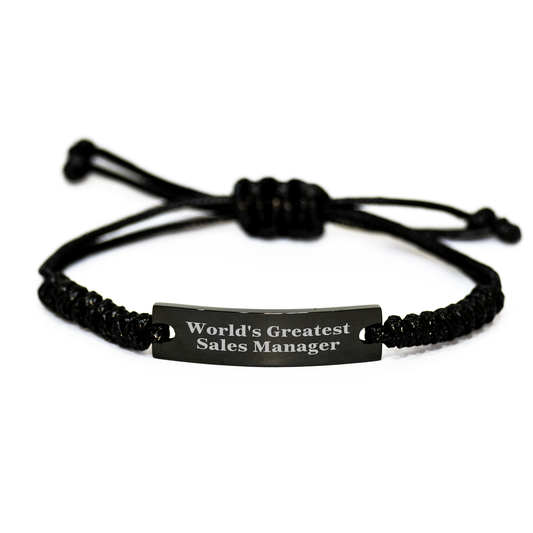 World's Greatest Sales Manager Rope Bracelet, Adjustable Black Rope Gift for Sales Manager, Inspirational Quote, Perfect Graduation Gift from Friends - Image 1