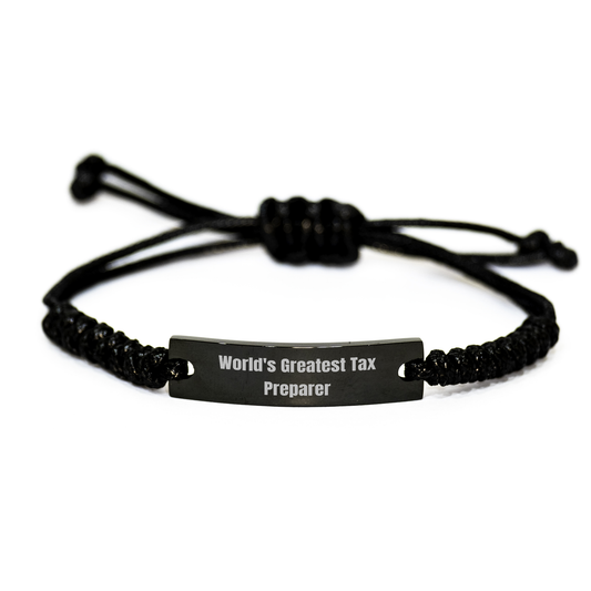 World's Greatest Tax Preparer Rope Bracelet, Gifts from Friends, Gifts for Tax Preparer, Graduation Unique Gifts, Funny Quote - Image 1