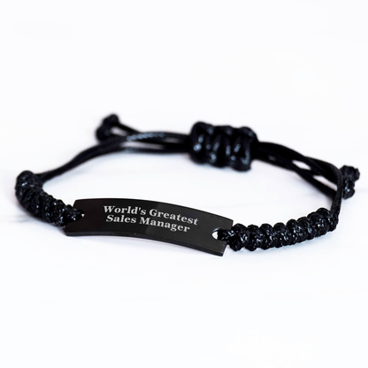 World's Greatest Sales Manager Rope Bracelet, Adjustable Black Rope Gift for Sales Manager, Inspirational Quote, Perfect Graduation Gift from Friends - Image 2