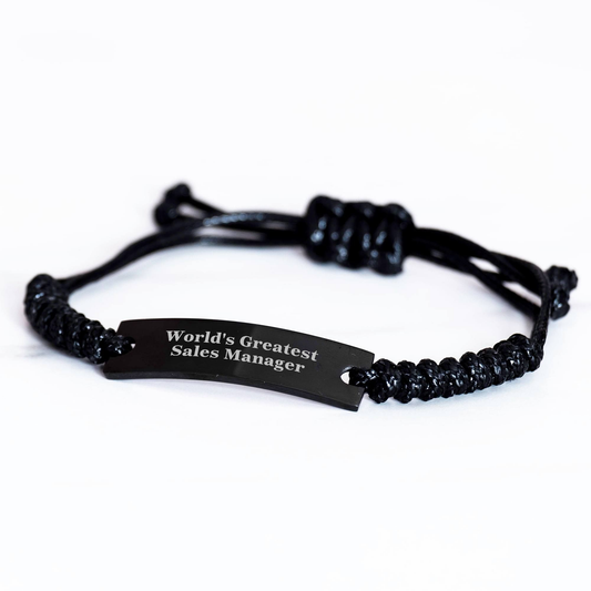 World's Greatest Sales Manager Rope Bracelet, Adjustable Black Rope Gift for Sales Manager, Inspirational Quote, Perfect Graduation Gift from Friends - Image 2