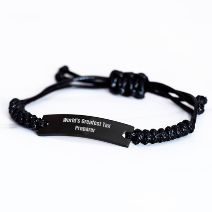 World's Greatest Tax Preparer Rope Bracelet, Gifts from Friends, Gifts for Tax Preparer, Graduation Unique Gifts, Funny Quote - Image 2