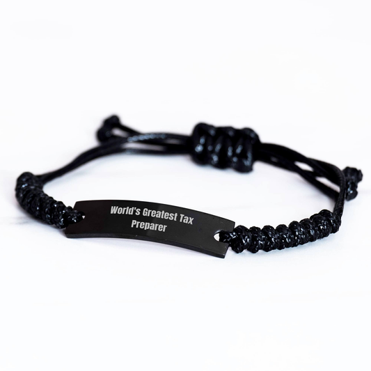 World's Greatest Tax Preparer Rope Bracelet, Gifts from Friends, Gifts for Tax Preparer, Graduation Unique Gifts, Funny Quote - Image 2