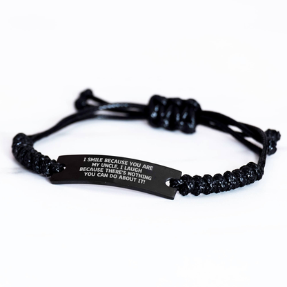 Uncle Rope Bracelet, Funny Quote, Adjustable, Black Stainless Steel, Gifts from Men to Uncle, Father's Day Unique Gifts - Image 2