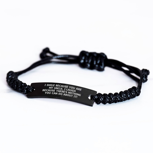 Uncle Rope Bracelet, Funny Quote, Adjustable, Black Stainless Steel, Gifts from Men to Uncle, Father's Day Unique Gifts - Image 2