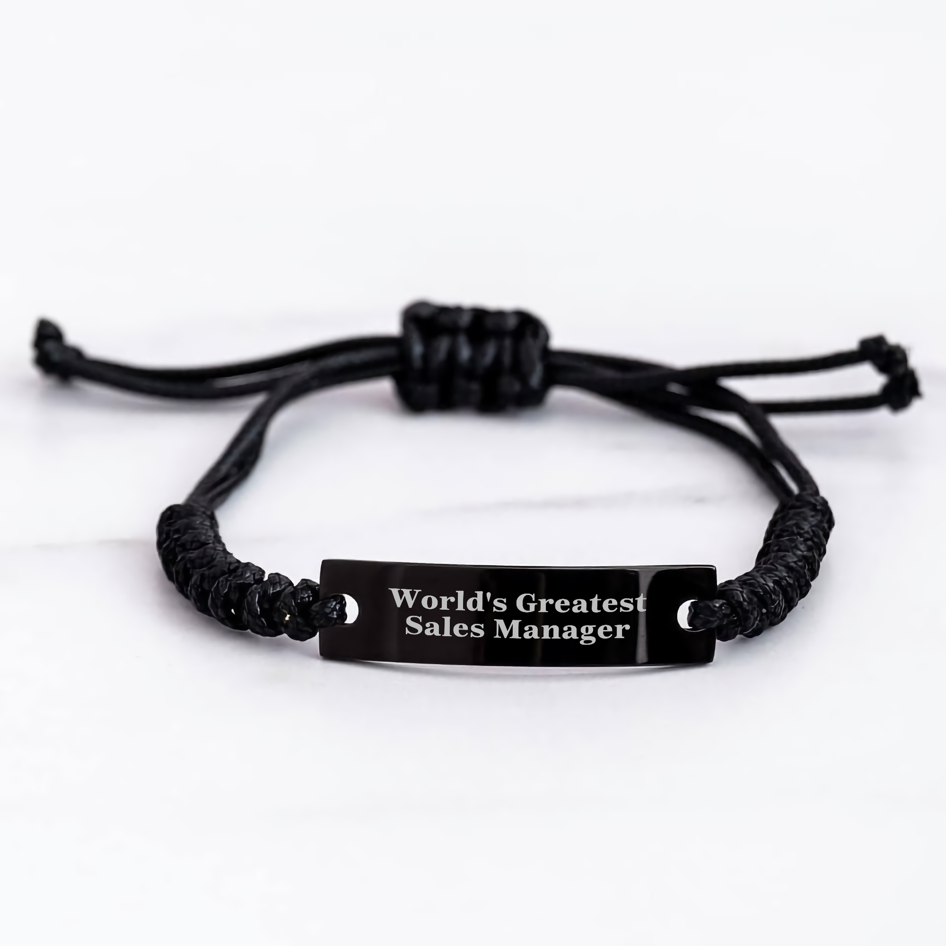 World's Greatest Sales Manager Rope Bracelet, Adjustable Black Rope Gift for Sales Manager, Inspirational Quote, Perfect Graduation Gift from Friends - Image 3
