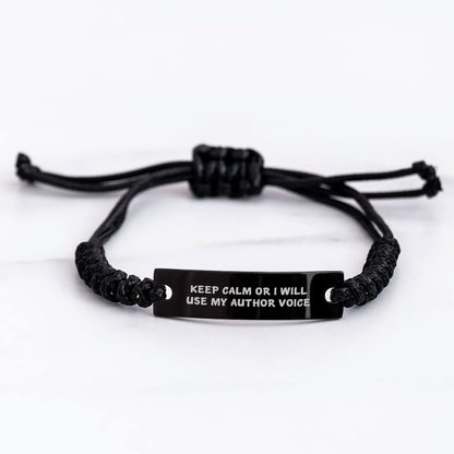 Author's Humorous Gift for Men, Funny Rope Bracelet, Keep Calm Or I Will Use My Author Voice, Father's Day Unique Gifts from Friends, Gifts for Author - Image 3