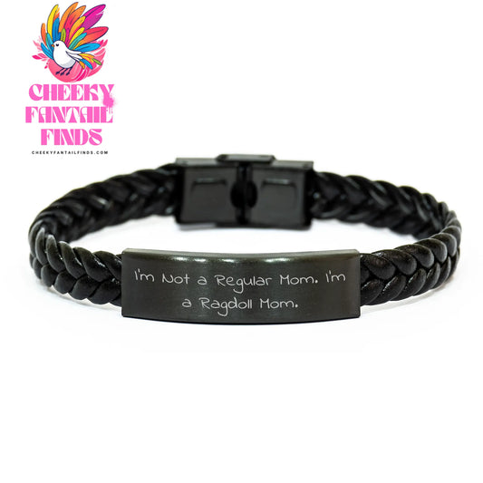 Ragdoll Cat Mom's Funny Interlaced Leather Bracelet Gifts from Friends to Family for Father's Day - Image 1