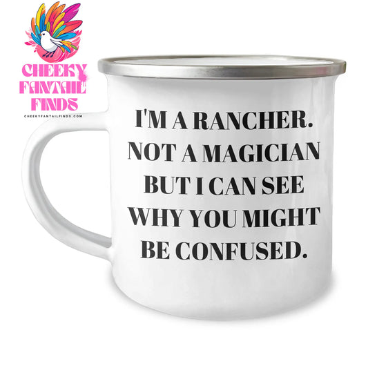 Rancher Gifts for Him, Funny Camping Mug for Father's Day 'I'm Not a Magician', 12 oz Stainless Steel with Enamel Finish, Gifts from Men to Family - Image 1