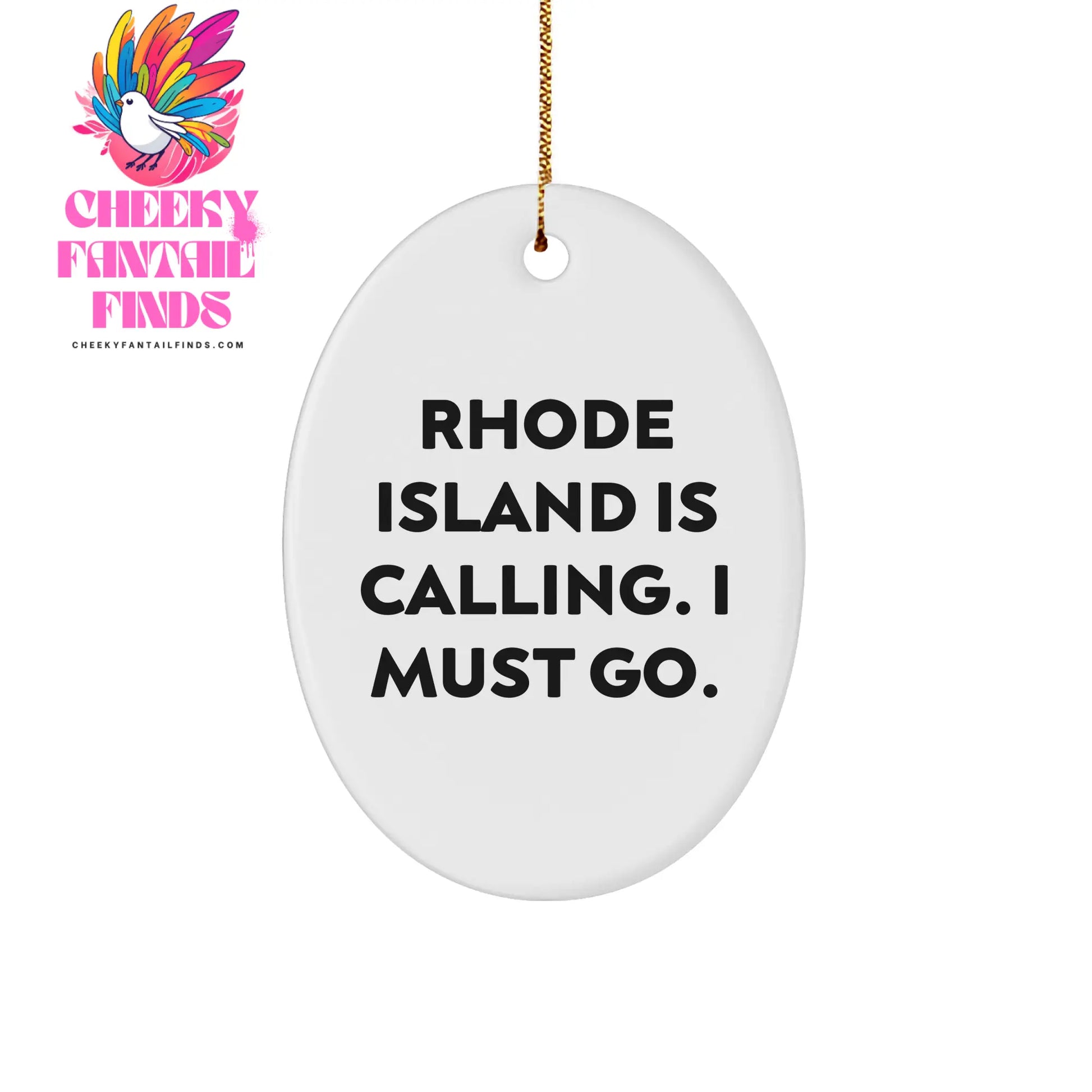 Rhode Island Calling Gifts from Friends, Rhode Island Oval Ornament, Christmas Unique Gifts for Family - Image 1
