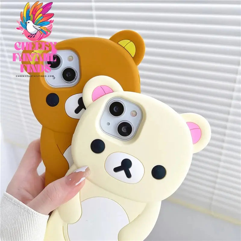 Rilakkuma Bear Silicone Soft Cover Case For iPhone 16 15 14 13 12 11 Pro Max mini Plus Xs XR 6 7 8 Plus Cheeky Fantail Finds
