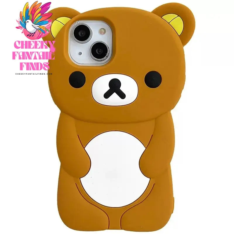 Rilakkuma Bear Silicone Soft Cover Case For iPhone 16 15 14 13 12 11 Pro Max mini Plus Xs XR 6 7 8 Plus Cheeky Fantail Finds
