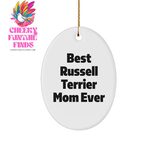 Russell Terrier Dog Mom Ever Oval Ornament Gifts from Friends for Christmas - Image 1