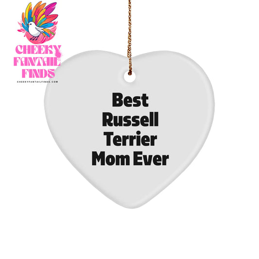 Russell Terrier Dog Mom Gifts from Friends for Christmas Unique Heart Ornament - Image 1