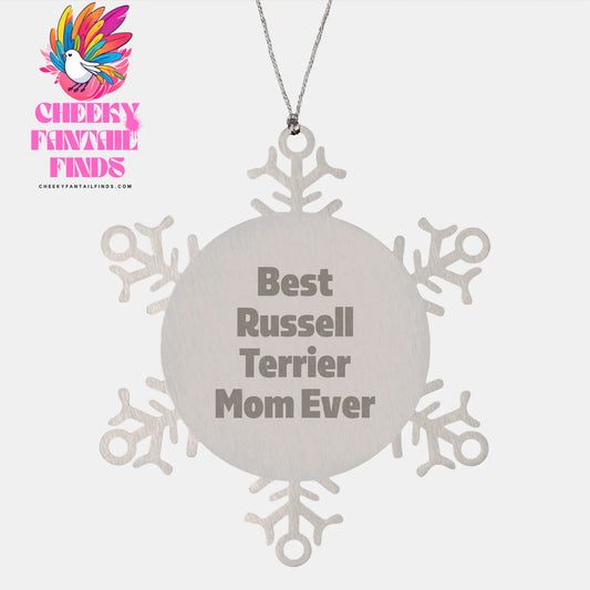 Russell Terrier Dog Mom Gifts: Best Russell Terrier Mom Ever Inspirational Snowflake Ornament for Christmas - Image 1