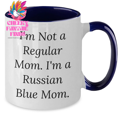 Russian Blue Cat Mom Funny Quote Two Tone Coffee Mug Gifts from Men to Russian Blue Cat Dad for Father's Day - Additional