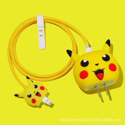 4Pcs/Set Pokemon Poke Ball Charger Case for IPhone 18W/20W Charger Case Phone Wire Cord Rganizers Cable Protector for IPhone New