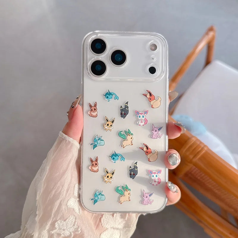 Cute Anime P-Pokemon gengar Clear TPU Phone Case For iPhone 11 12 13 14 15 16 17 Pro Max Plus bulbasaur snorlax Squirtle cover﻿