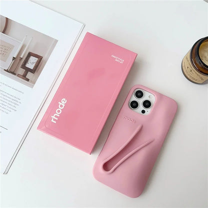 Autumn Edition New Rhode DIY Lipstick Lip Holder Soft Silicone Case For IPhone 16 15 14 13 12 11 Pro Max Plus Phone Stand Cover