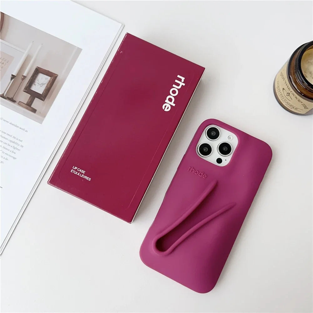 Autumn Edition New Rhode DIY Lipstick Lip Holder Soft Silicone Case For IPhone 16 15 14 13 12 11 Pro Max Plus Phone Stand Cover