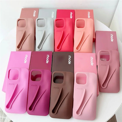 Autumn Edition New Rhode DIY Lipstick Lip Holder Soft Silicone Case For IPhone 16 15 14 13 12 11 Pro Max Plus Phone Stand Cover