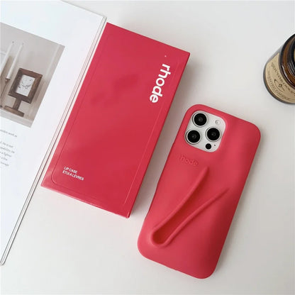 Autumn Edition New Rhode DIY Lipstick Lip Holder Soft Silicone Case For IPhone 16 15 14 13 12 11 Pro Max Plus Phone Stand Cover