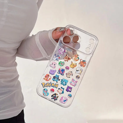 Cute Anime P-Pokemon gengar Clear TPU Phone Case For iPhone 11 12 13 14 15 16 17 Pro Max Plus bulbasaur snorlax Squirtle cover﻿