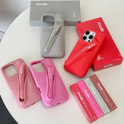 Rhode With Lip Gloss Phone Case for iPhone 16 15 14 13 12 11 Pro Max Plus Lipstick Silicone DIY Toast Espresso Ribbon Box Cover