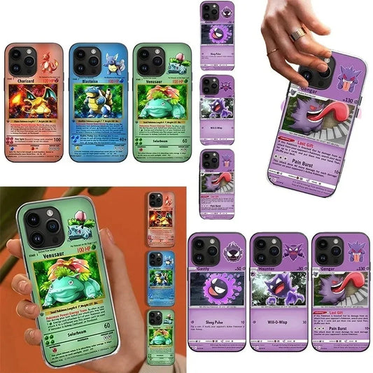 Cartoon Cute P-Pokemon Charizard Blastoise Venusaur 3D illusion Phone Case For iPhone 16 15 14 13 12 11 17 Pro Max 16 Plus Cover