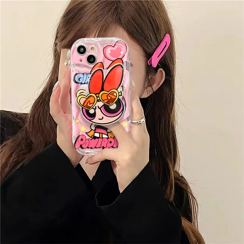 The Powerpuff Girl Cartoon Phone Case For Iphone 15 Pro Max 16 Pro Max Transparent Cute Design Anime Mobile Phone Case Girl Gift