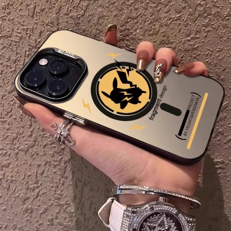 Cute POKEMONS PIKACHU Phone Case for iPhone 11 12 13 14 15 16 Pro Max 16pro 3D Cartoon relief Magsafe Magnetic Cover