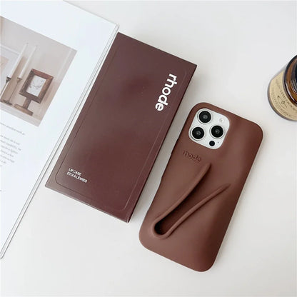 Autumn Edition New Rhode DIY Lipstick Lip Holder Soft Silicone Case For IPhone 16 15 14 13 12 11 Pro Max Plus Phone Stand Cover