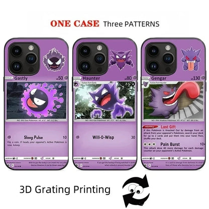 Cartoon Cute P-Pokemon Charizard Blastoise Venusaur 3D illusion Phone Case For iPhone 16 15 14 13 12 11 17 Pro Max 16 Plus Cover