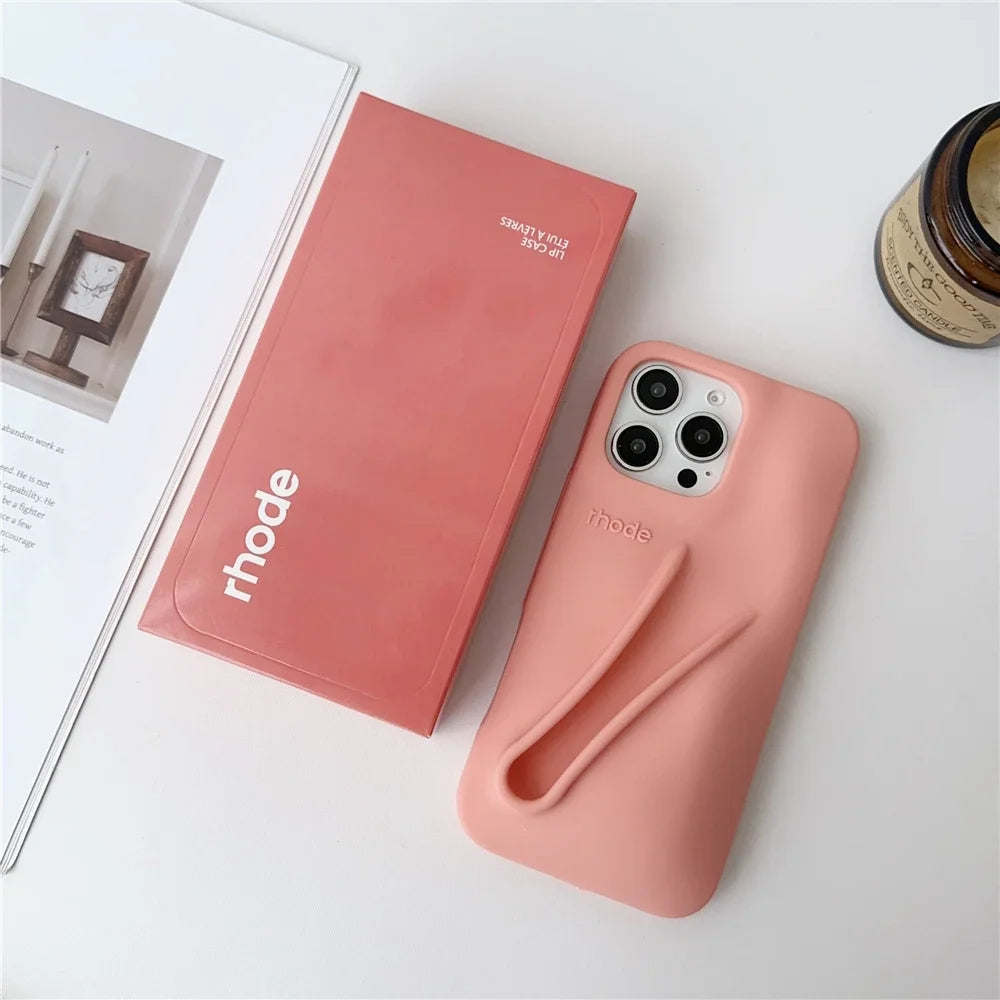 Autumn Edition New Rhode DIY Lipstick Lip Holder Soft Silicone Case For IPhone 16 15 14 13 12 11 Pro Max Plus Phone Stand Cover