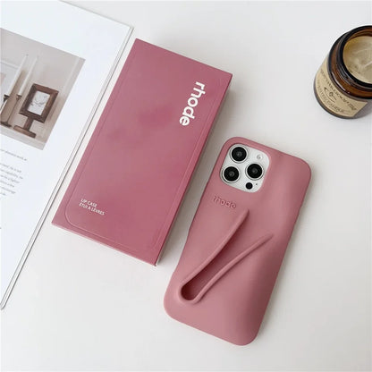 Autumn Edition New Rhode DIY Lipstick Lip Holder Soft Silicone Case For IPhone 16 15 14 13 12 11 Pro Max Plus Phone Stand Cover