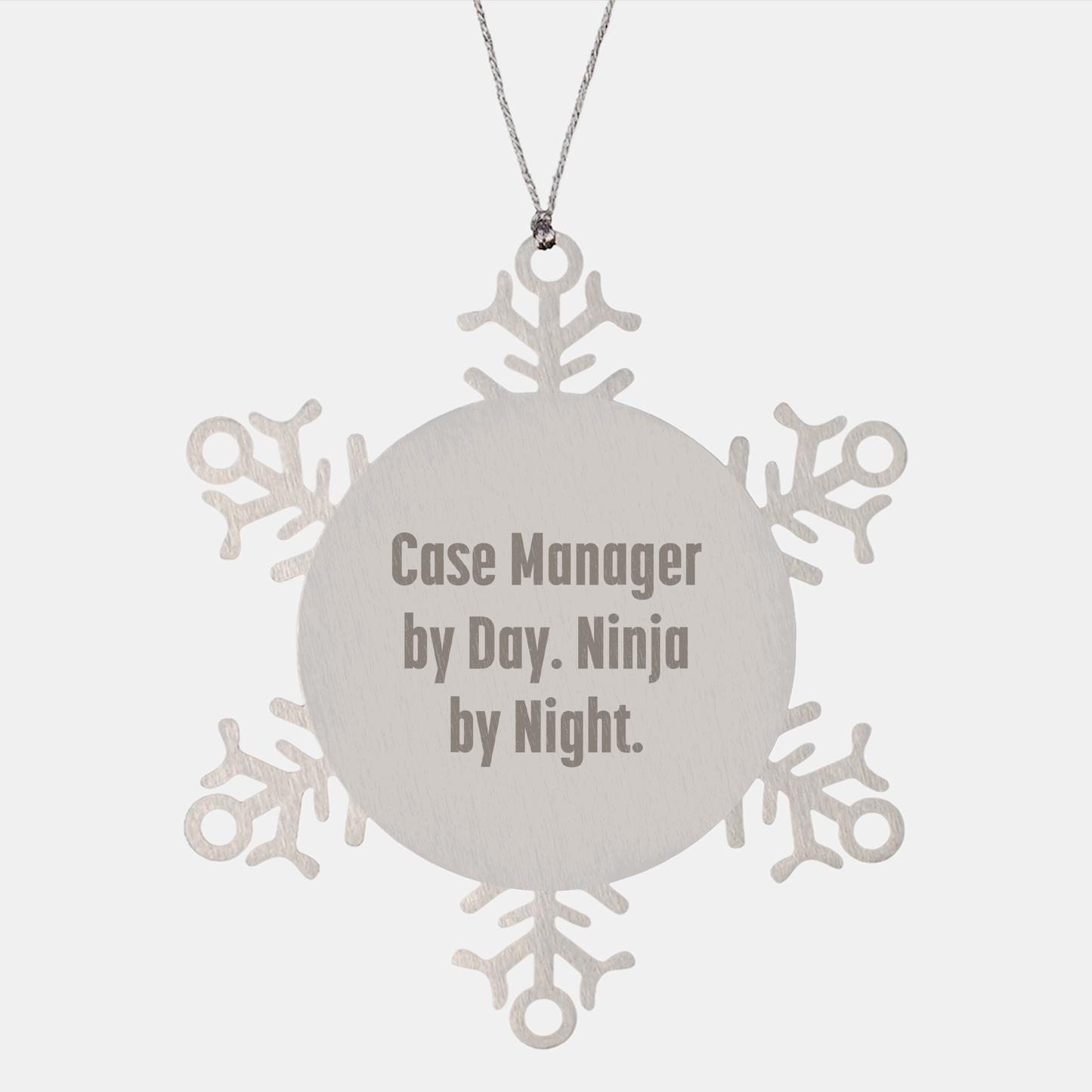 Case Manager Gifts, Funny Snowflake Ornament, 'Case Manager By Day. Ninja By Night.' for Christmas, Gifts from Men to Case Managers - Image 1