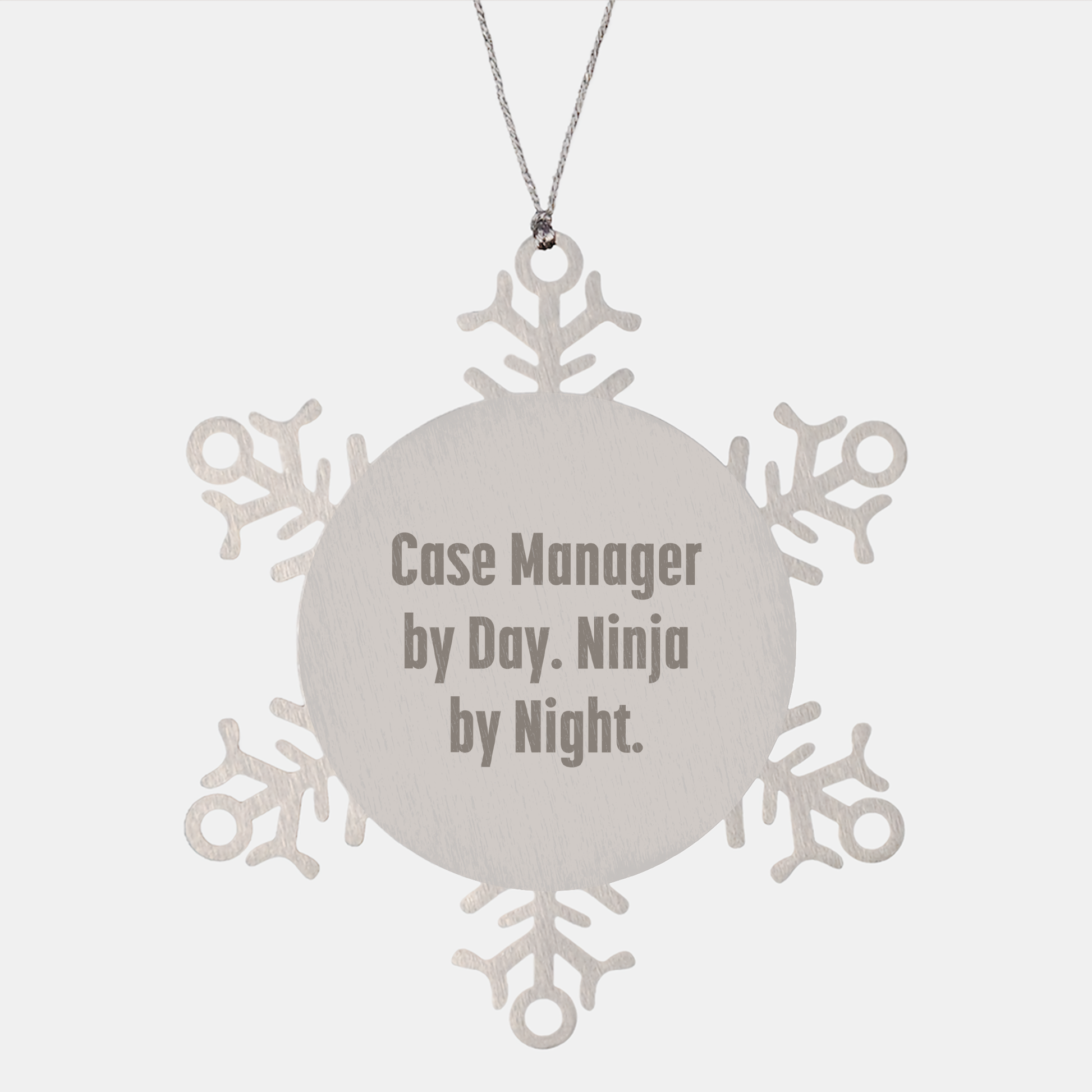 Case Manager Gifts, Funny Snowflake Ornament, 'Case Manager By Day. Ninja By Night.' for Christmas, Gifts from Men to Case Managers - Image 1
