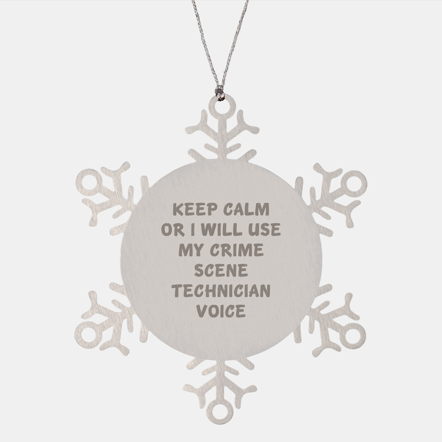 Crime Scene Technician Gifts, Funny Snowflake Ornament, 'Keep Calm Or I Will Use My Crime Scene Technician Voice' Gifts from Men for Crime Scene Technician Friends, Unique Christmas Unique Gifts - Image 1