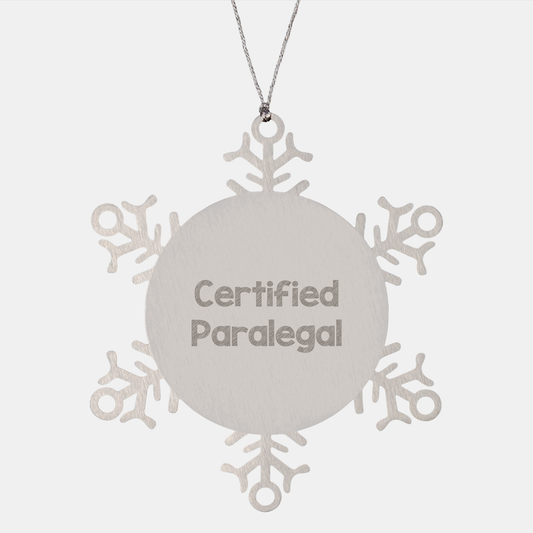 Funny Certified Paralegal Snowflake Ornament Christmas Unique Gift from Friends or Family - Image 1