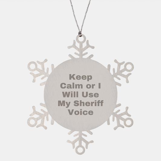 Sheriff Snowflake Ornament Gifts for Sheriff Lovers, Funny Sheriff Quote, 3.14 Inch Stainless Steel, Gifts from Family, Friends, Coworkers, Christmas Unique Gifts - Image 1