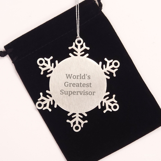 World's Greatest Supervisor Snowflake Ornament, Funny Gifts from Friends or Coworkers for Supervisor, Christmas Unique Presents for Men or Women - Image 2