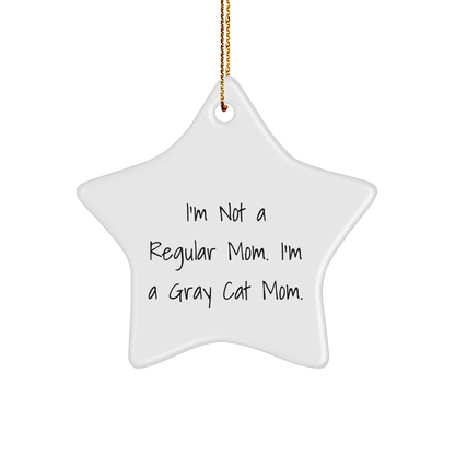 Gray Cat Mom's Funny Star Ornament Gifts from Family, Friends, or Coworkers for Gray Cat Lovers - Christmas Unique Treasures - Image 1